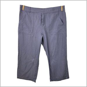 Simply Styled Linen Crop Capri Pants Size 16 Purple Adjustable Waist Pockets